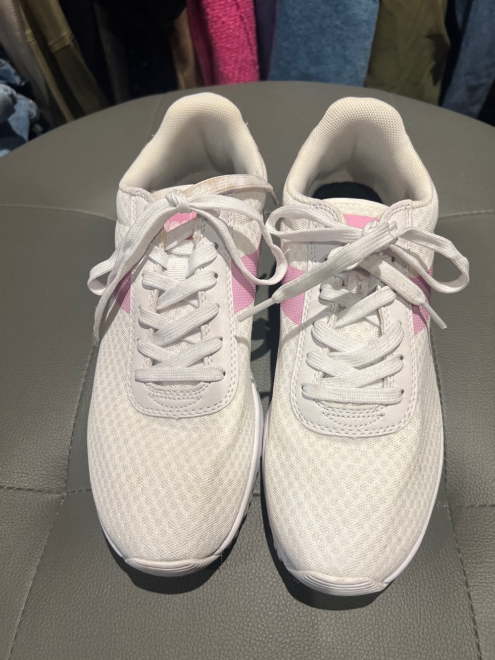 Diadora White Athletic Sneakers with Pink Accents